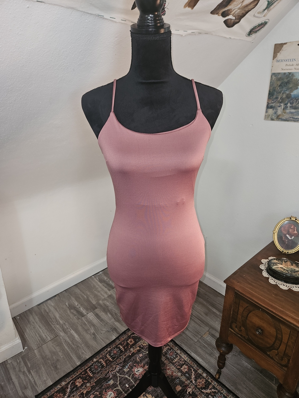 Mauve Spaghetti Strap Bodycon Dress